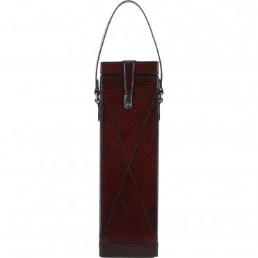 Ashwood Leather's Premium Wine Bottle Case with Strap Chestnut: LF-127