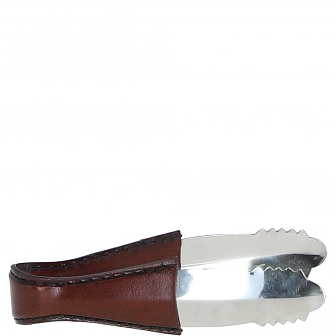 Ashwood Luxuary Leather Handled Ice Tong Chestnut: LF-133
