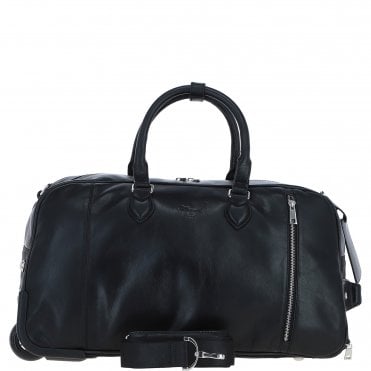 Luxurious Leather Wheeled Duffle Bag Black: pl-50