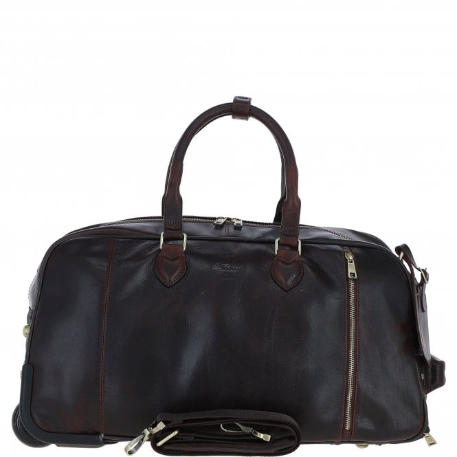Ashwood Luxurious Leather Wheeled Duffle Bag Brown: pl-50