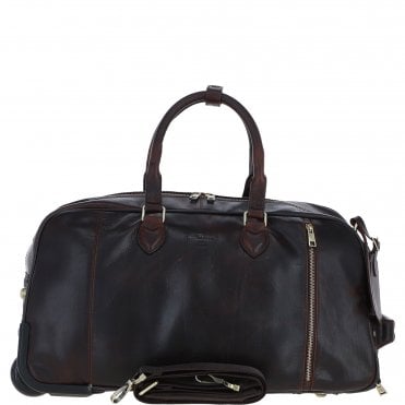 Luxurious Leather Wheeled Duffle Bag Brown: pl-50