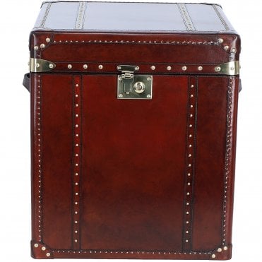 Luxury Handcrafted Leather Large Storage Trunk Chestnut: LF-147