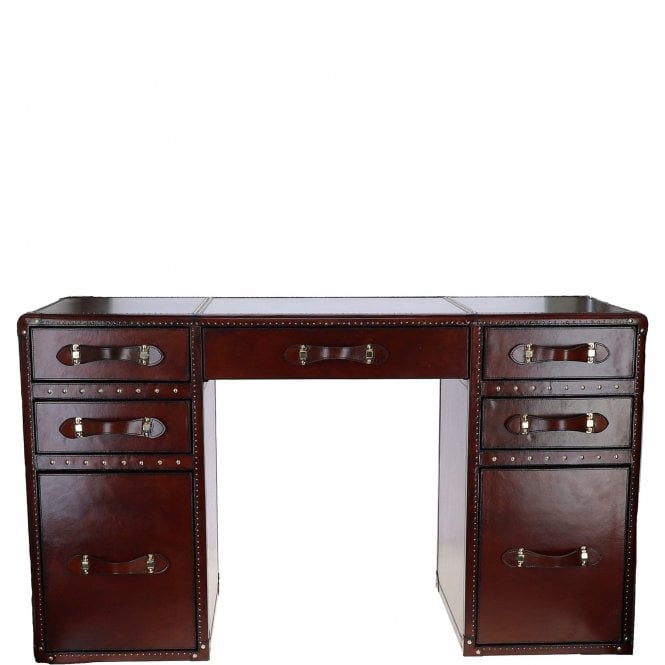Ashwood Luxury Handcrafted Leather Writing Desk Chestnut: LF-149