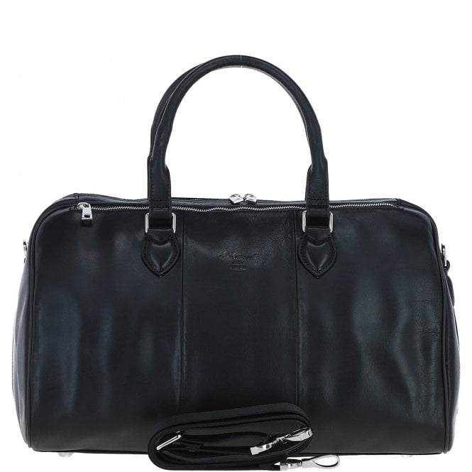 Ashwood Luxury Leather Duffle Bag with Detachable Strap Black: pl-47