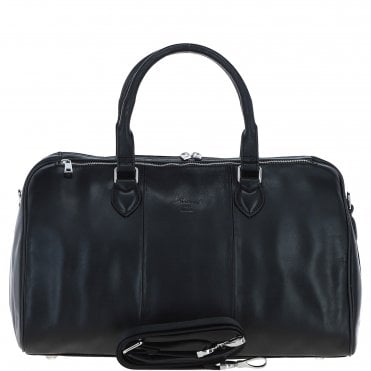 Luxury Leather Duffle Bag with Detachable Strap Black: pl-47