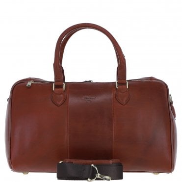 Luxury Leather Duffle Bag with Detachable Strap Tan: pl-47