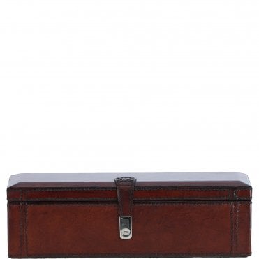 Ashwood Luxury Leather Triple Watch & Bracelet Storage Box Chestnut: LF-120