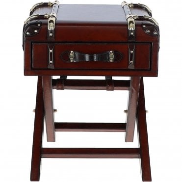 Luxury Real Leather Bed Side Cabinet Chestnut: LF-150