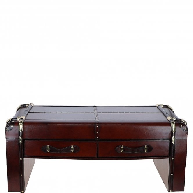Ashwood Luxury Real Leather Coffee Table Chestnut :lf-148