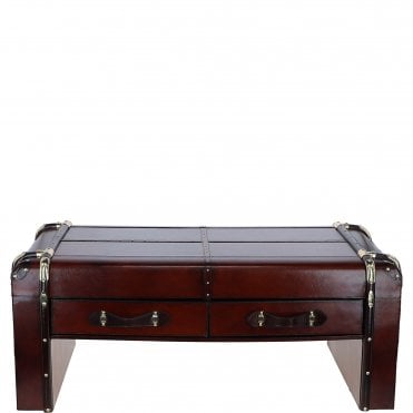 Luxury Real Leather Coffee Table Chestnut :lf-148