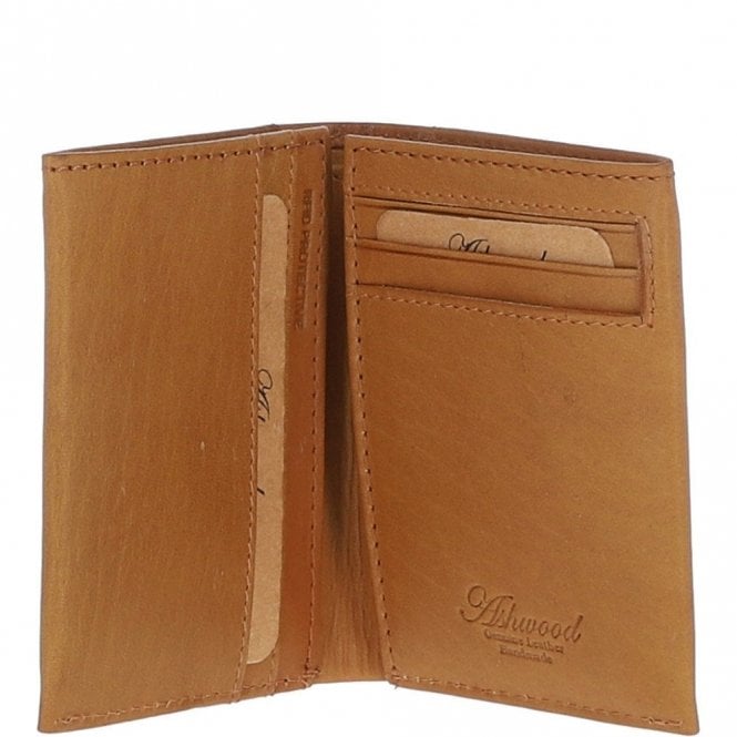 Ashwood Luxury Slim 3 Card Waxy Leather Wallet Cognac: W-83