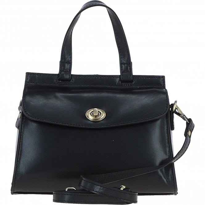 Ashwood Medium Leather Grab Bag Black: V-83