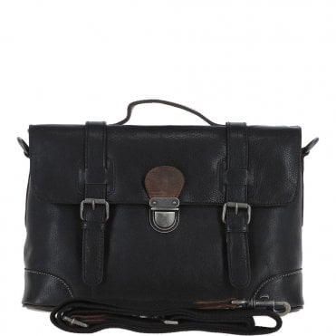 Medium Leather Work Briefcase Black/mud : 4554