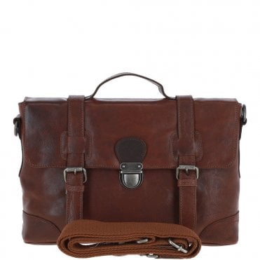 Medium Leather Work Briefcase  Tan/brown : 4554