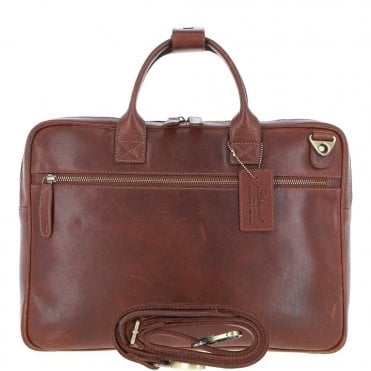 Medium Luxury Leather Ipad Work Bag Chestnut: K-46