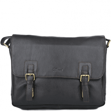 Mens Double Clasp Laptop Satchel Brown/tum : Jasper