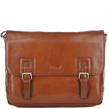 Mens Double Clasp Laptop Satchel Chestnut/vt : Jasper