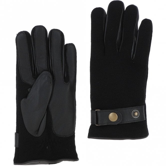 Ashwood Mens Leather and Fabric Gloves Black: 708
