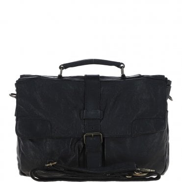 Mens Leather Briefcase Black : Doris
