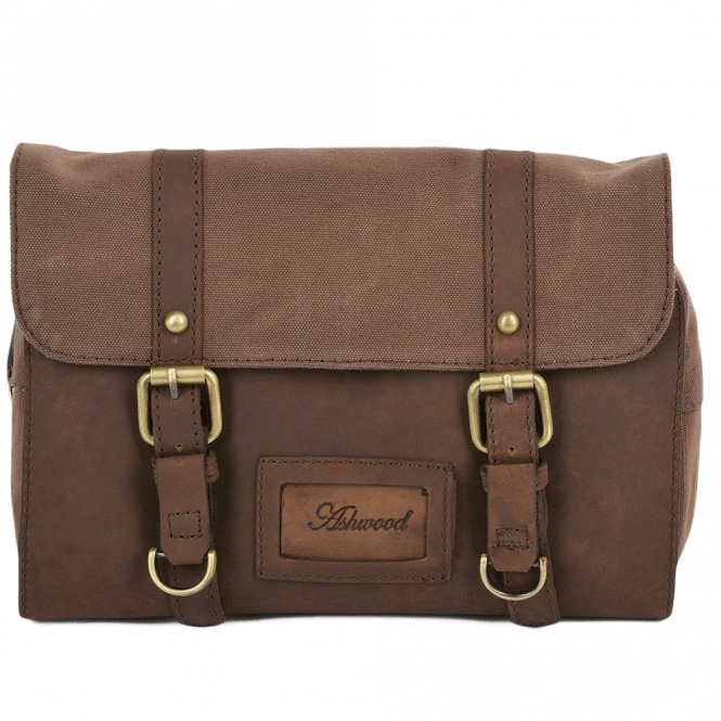 Ashwood Mens Leather & Canvas Hanging Toiletry Bag Mud/mud : 7010