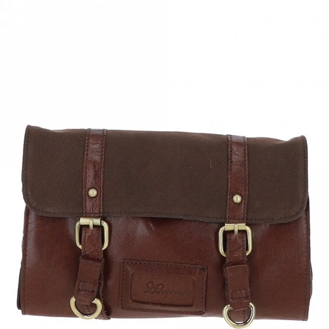 Ashwood Mens Leather & Canvas Hanging Toiletry Bag Tan/crum : 7010