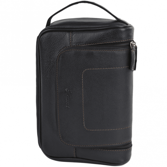 Ashwood Mens Leather Hanging Wash Bag Brown : 89145