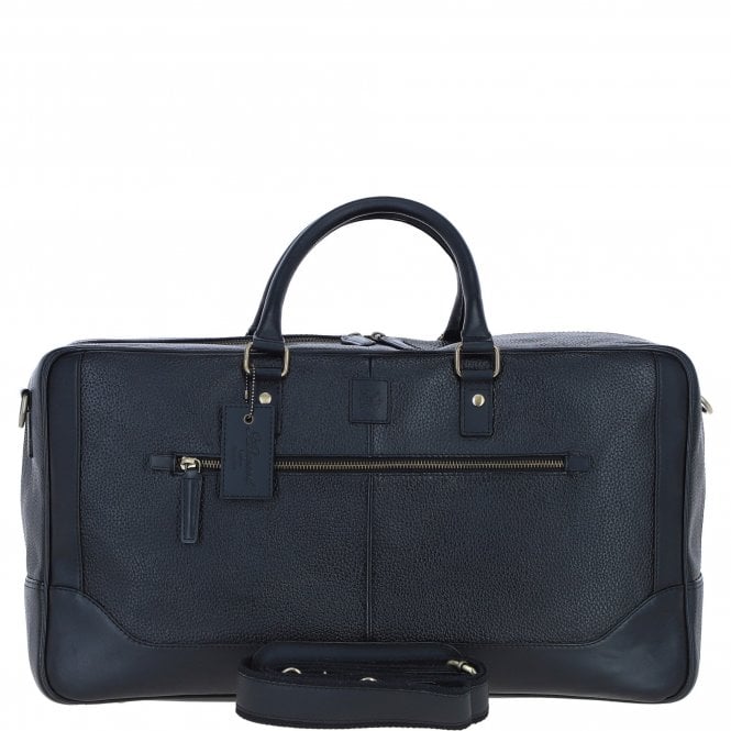 Ashwood Mens Leather Holdall Weekend Bag Black: CALVIN