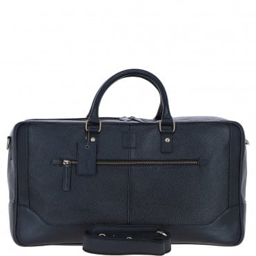 Mens Leather Holdall Weekend Bag Black: CALVIN