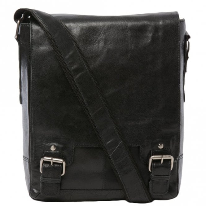 Ashwood Mens Leather Ipad Messenger Bag Black/crum : 8342