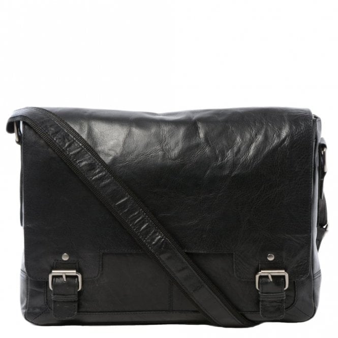 Ashwood Mens Leather Laptop Messenger Bag Black/crum : 8343