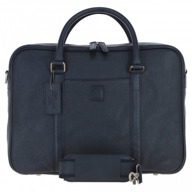 Ashwood Mens Leather Laptop Messenger Bag Black: JOE