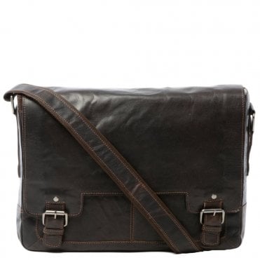 Mens Leather Laptop Messenger Bag Brown/crum : 8343
