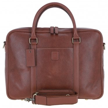 Mens Leather Laptop Messenger Bag Chestnut: JOE