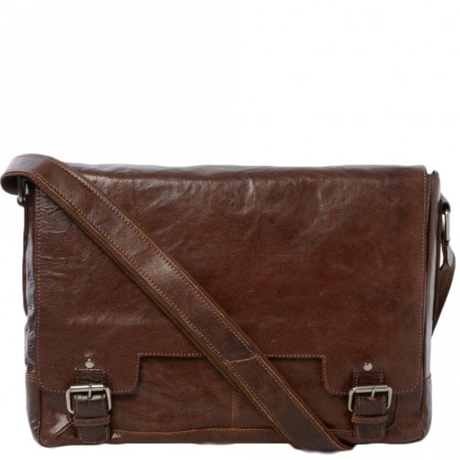 Ashwood Mens Leather Laptop Messenger Bag Tan/crum : 8343