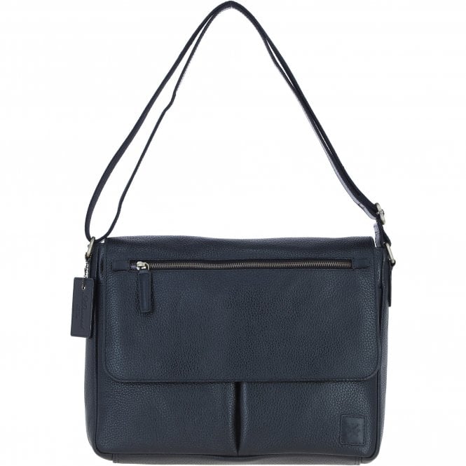 Ashwood Mens Leather Messenger Bag Black: BLAKE