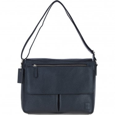 Mens Leather Messenger Bag Black: BLAKE