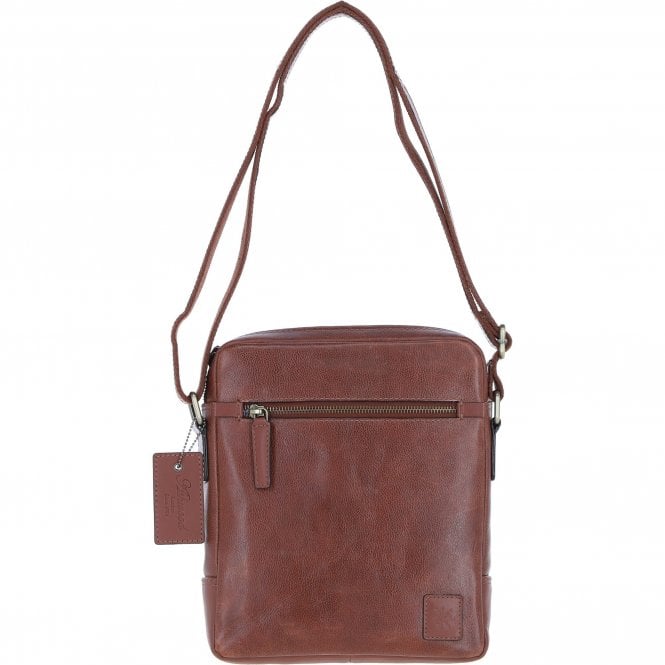 Ashwood Mens Leather Messenger Bag Chestnut: Logan