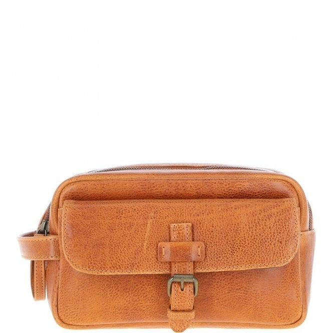 Ashwood Mens Leather Toiletry Wash Bag Tan: Row