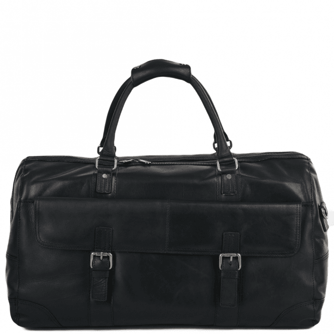 Ashwood Mens Leather Travel Bag Black : Francis