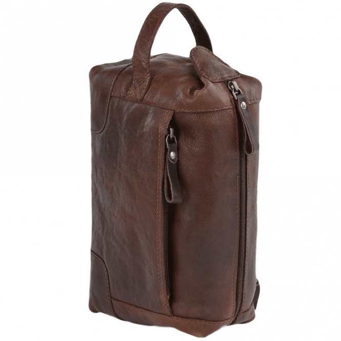 Ashwood Mens Leather Wash Bag Tan/brown : 4557