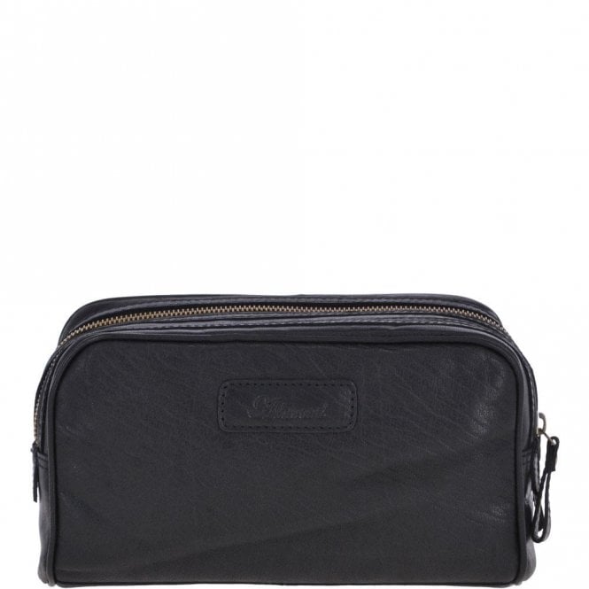 Ashwood Mens Leather Washbag Black : G-37