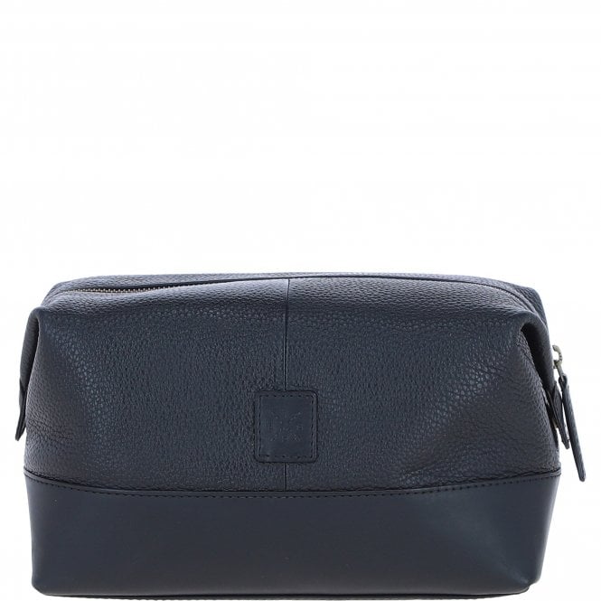Ashwood Mens Leather Washbag Black: Milo