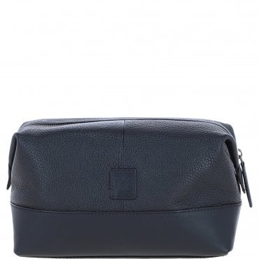 Mens Leather Washbag Black: Milo