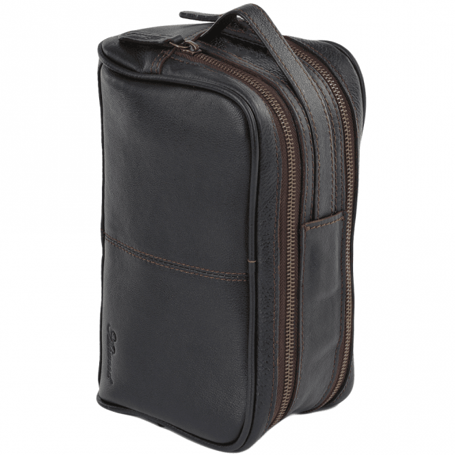 Ashwood Mens Leather Washbag Brown/tum : 2012