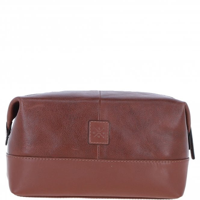 Ashwood Mens Leather Washbag Chestnut: Milo