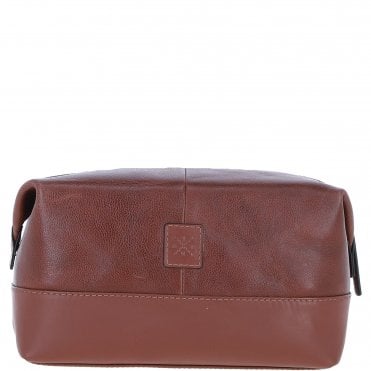 Mens Leather Washbag Chestnut: Milo