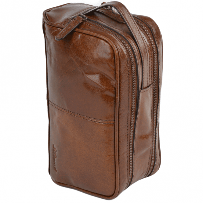 Ashwood Mens Leather Washbag Chestnut/vt : 2012