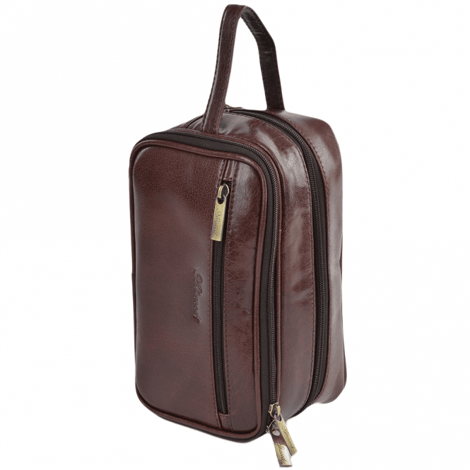 Ashwood Mens Leather Washbag Cognac/vt : 2080