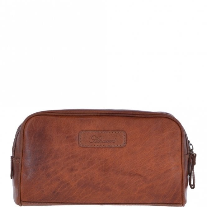 Ashwood Mens Leather Washbag Tan : G-37