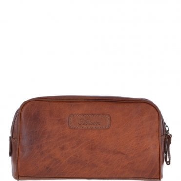 Mens Leather Washbag Tan : G-37